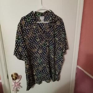 Women's Nautical Design Button Front Short Sleeve Shirt